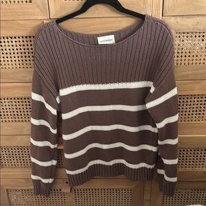 Lucky Brand - Brown and White Striped Women's Sweater